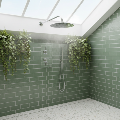 TB Round Concealed Thermostatic 2 Handle 2 Way Shower Kit (Wall) - (0011)
