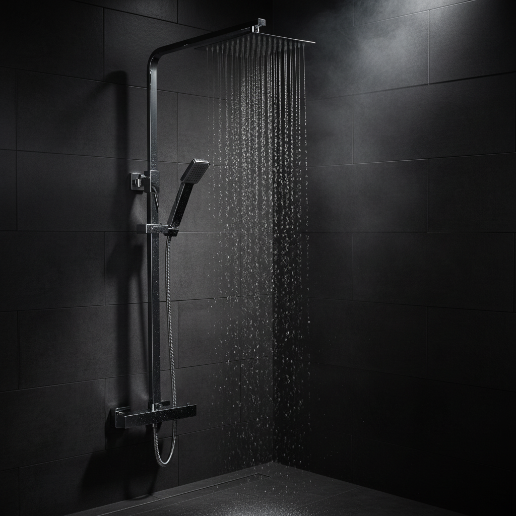 TB Plumb Essential Square Thermostatic Overhead shower kit with SS Head (0126)