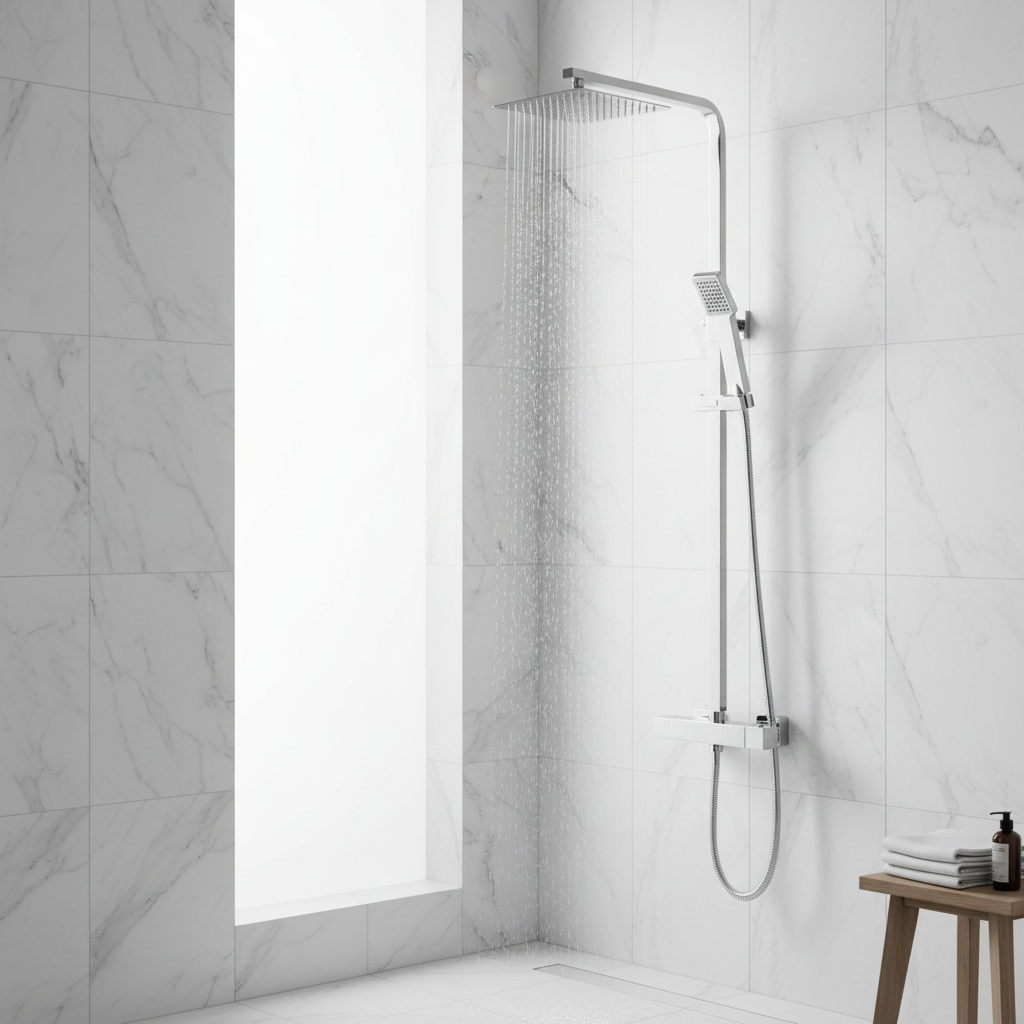 TB Plumb Essential Square Thermostatic Overhead shower kit with SS Head (0126)