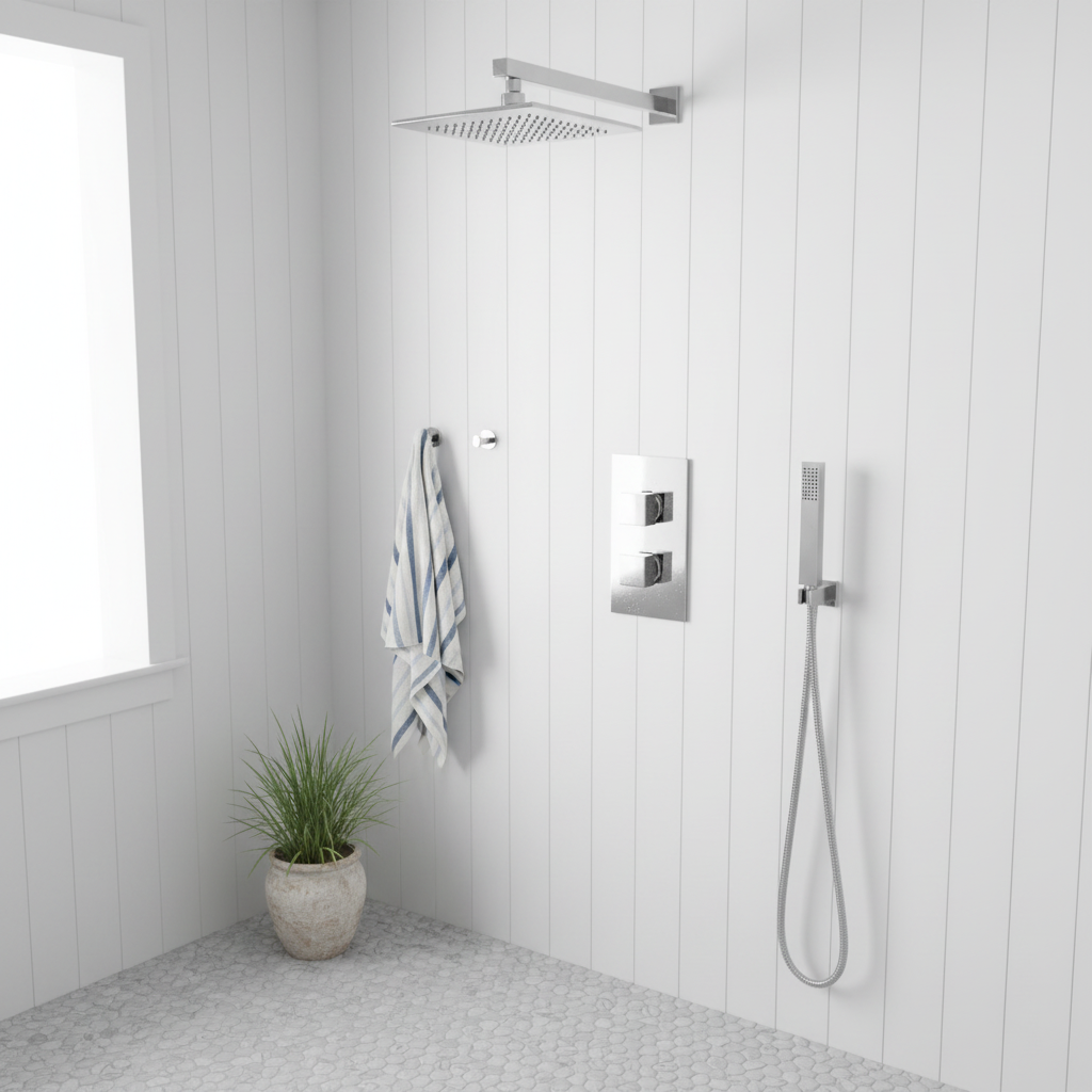 TB Square Concealed Thermostatic 2 Handle 2 Way Shower Kit (Wall) - (0010)