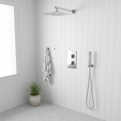 TB Square Concealed Thermostatic 2 Handle 2 Way Shower Kit (Wall) - (0010)