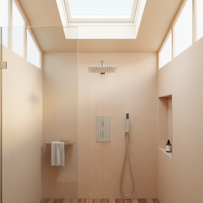 TB Square Concealed Thermostatic 2 Handle 2 Way Shower Kit (Wall) - (0010)