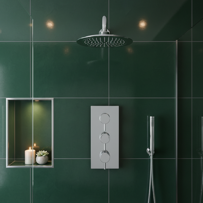 TB Round  Concealed Thermostatic 3 Handle 2 Way Shower Kit (Wall) - (0013)