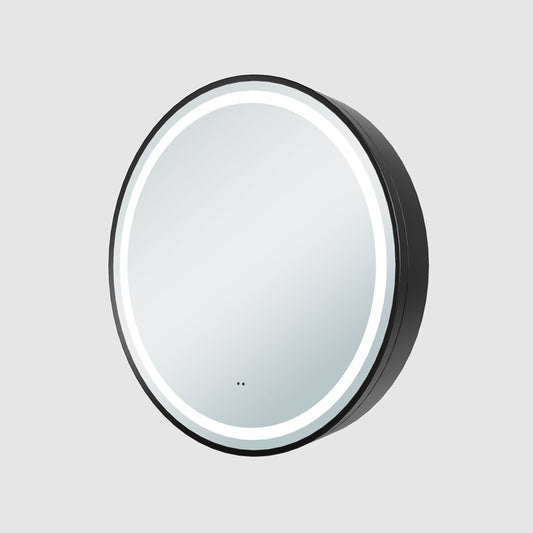 TB Monty Round Single Door LED Mirror Cabinet Two Fixed Internal Shelves