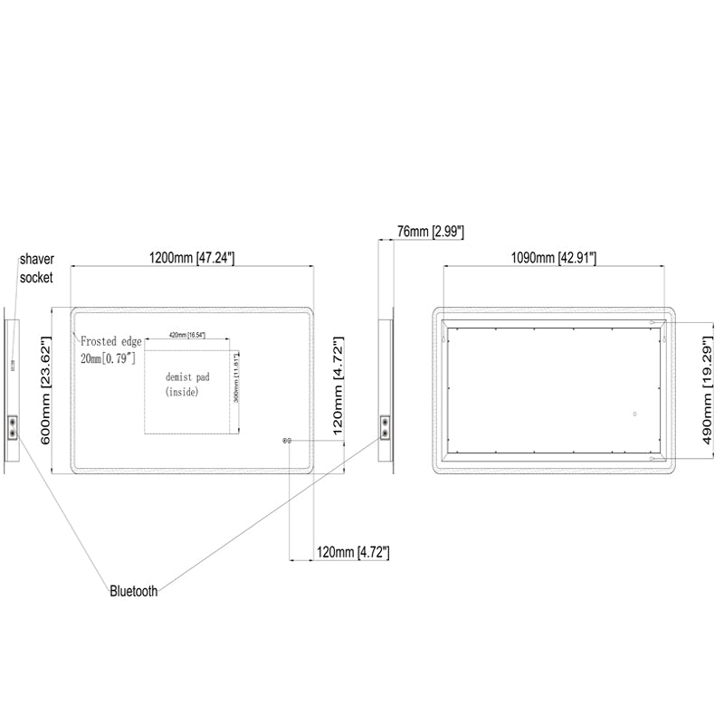 TB Molly LED Touch Mirror with Wireless Speaker Built-in Demister