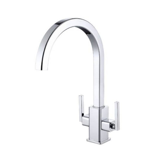 RAK Ceramics Kitchen Sink Mixer Tap Modern Twin Lever Matt Chrome Faucets